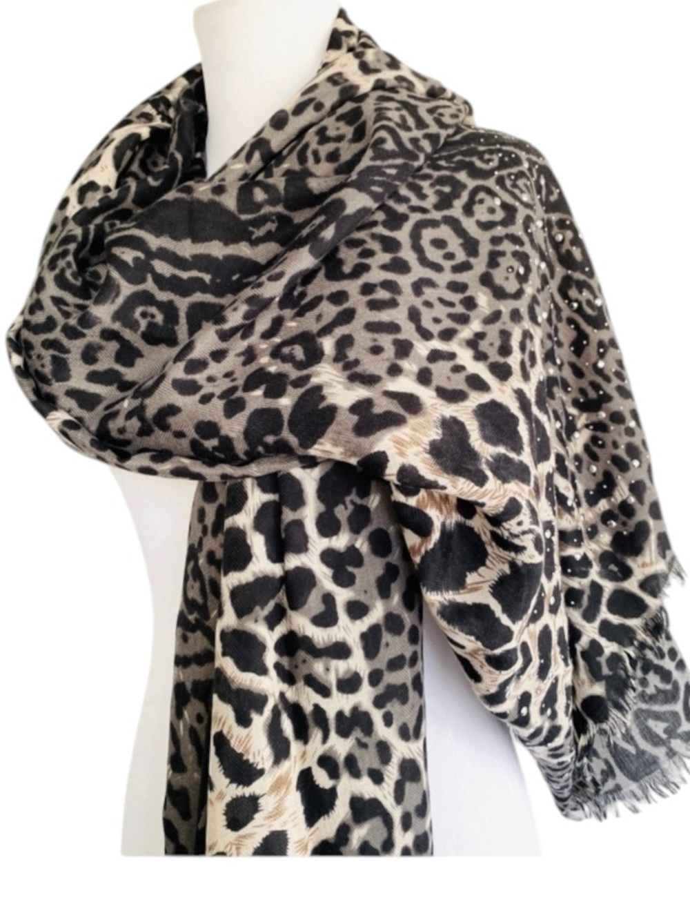 Leopard Print Scarf New Oblong Tan Brown NWT Mob Wife Indie Sleaze Bold Y2K